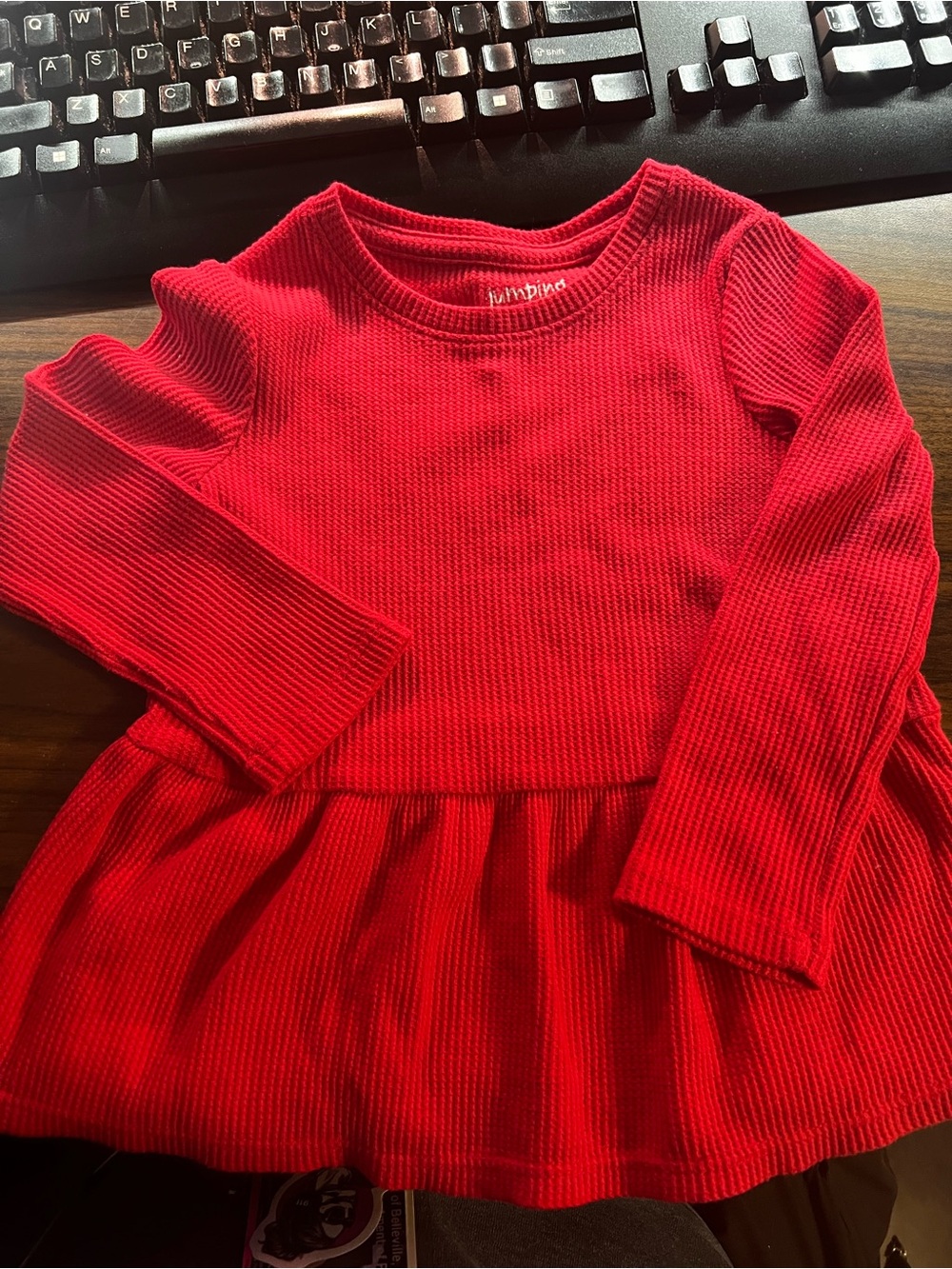 Jumping Beans Red Long Sleeve Dress like shirt Girls 2T Like New
